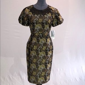 Brand new Gold and brown print silk mini dress